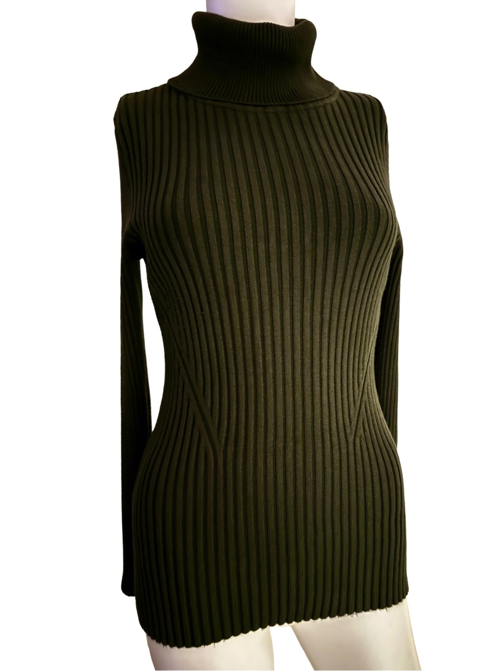 Olive Turtleneck Sweater Women